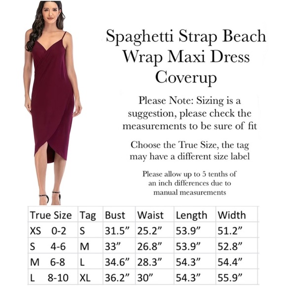 Sexy Wine Red Sling Wrap Maxi Dress Beach Coverup - Picture 14 of 14